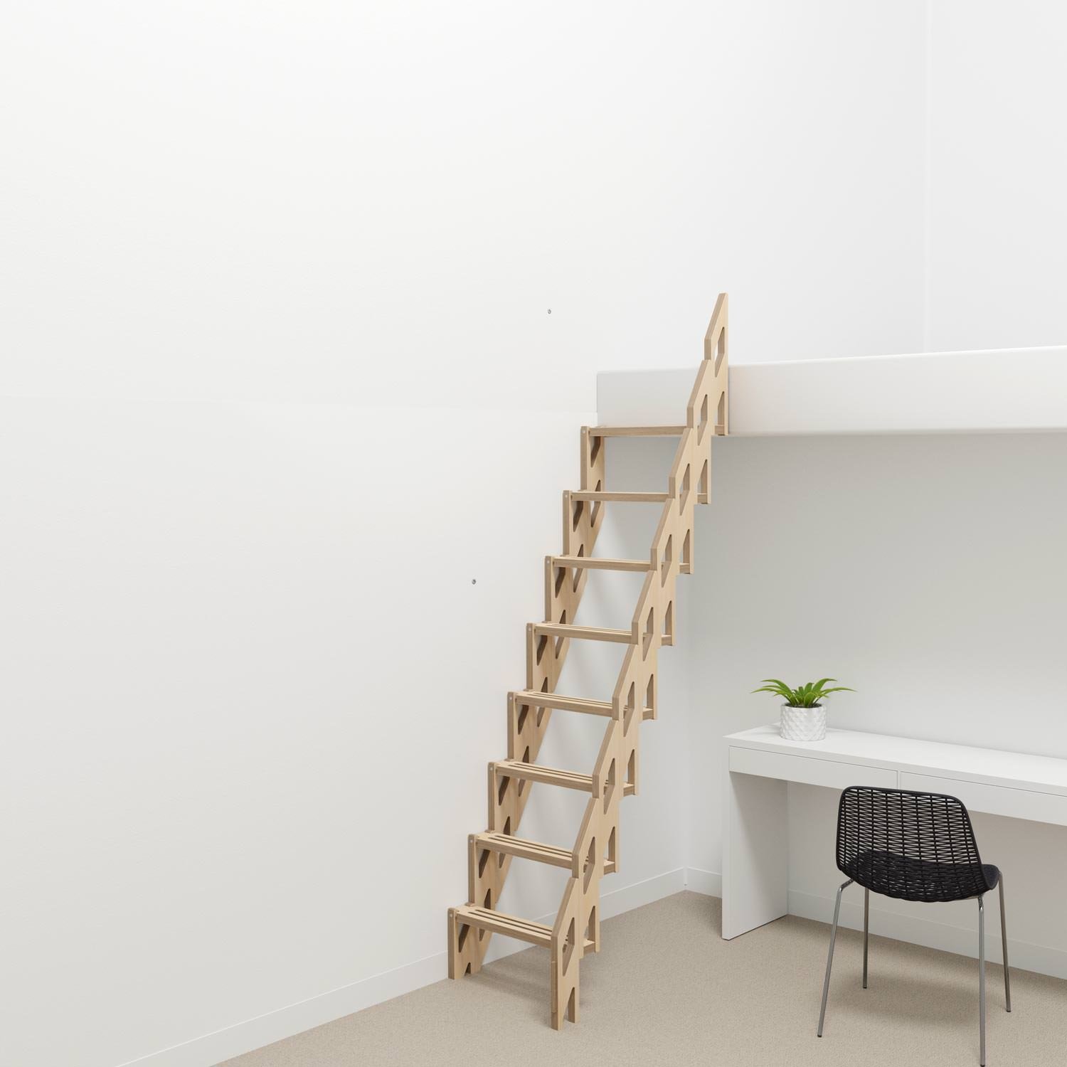 Klapster Ultralight Raumspartreppe, Birkenfurnier naturbelassen, 8 Stufen