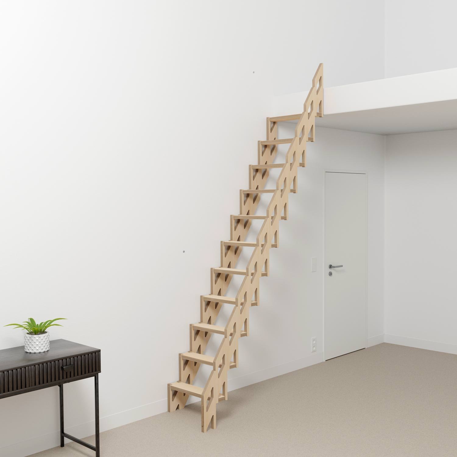 Klapster Slim Space Saving Stairs, Natural, 11 Steps
