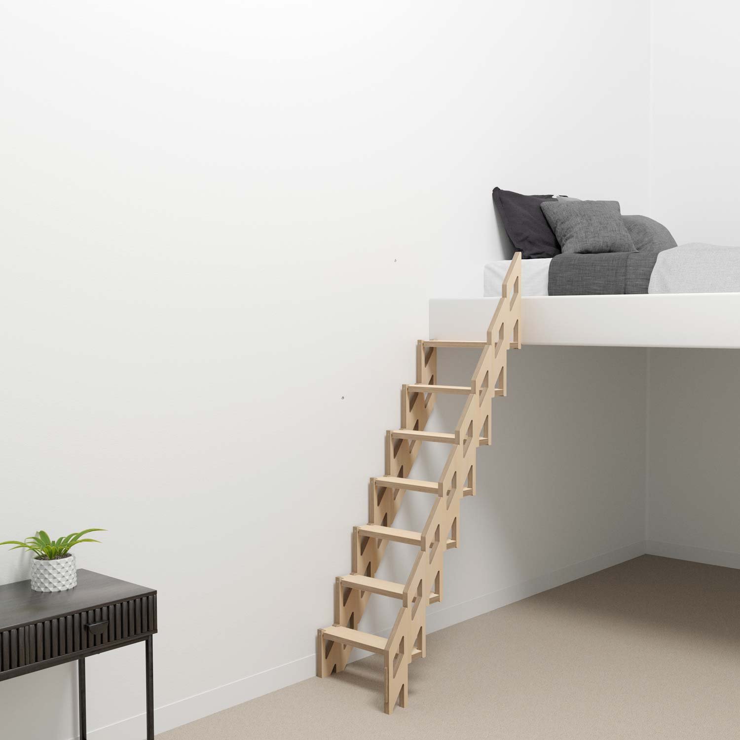 Klapster Slim Space Saving Stairs, Natural, 7 Steps