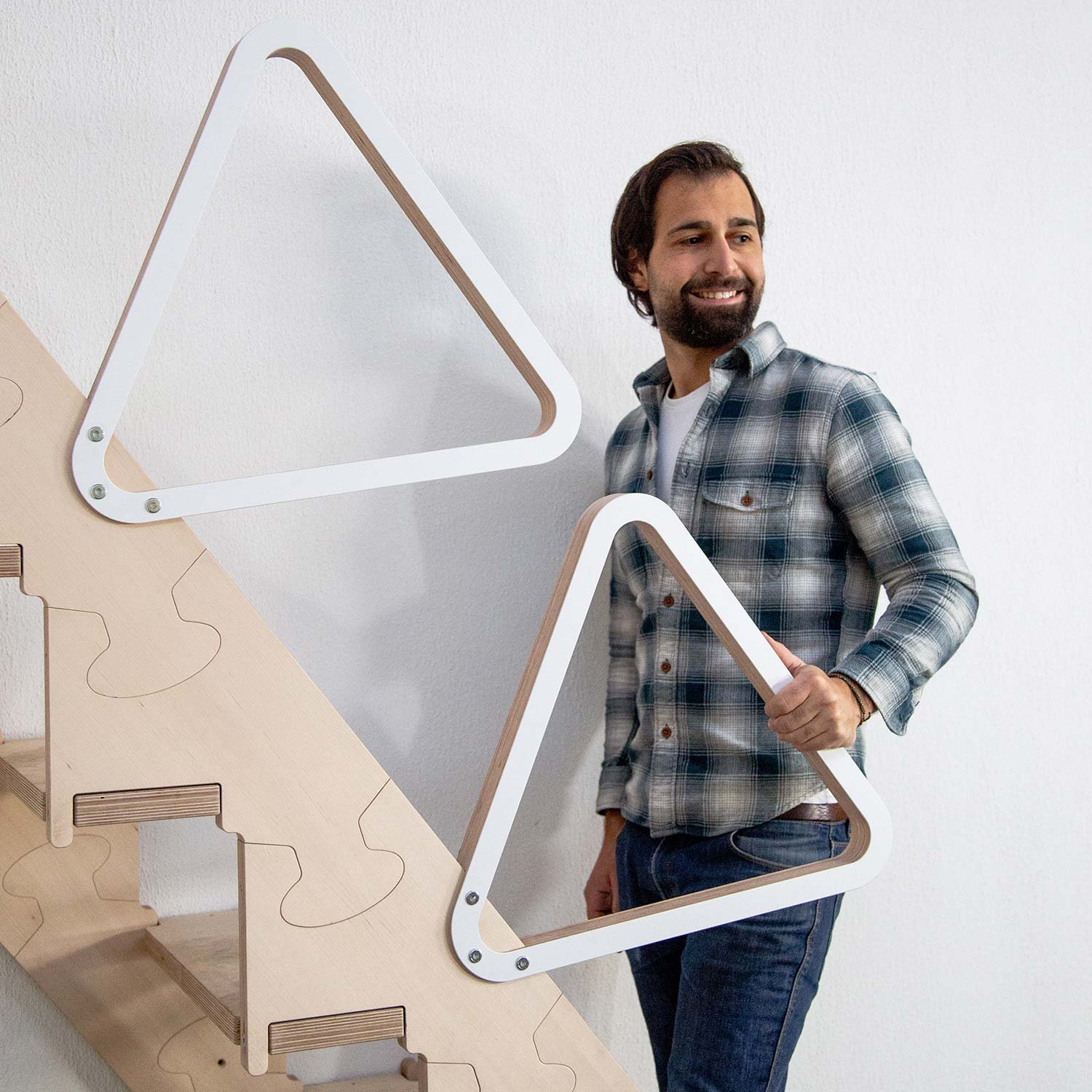 Klapster Handrail Large, HPL White for Space Saving Stairs Comfort