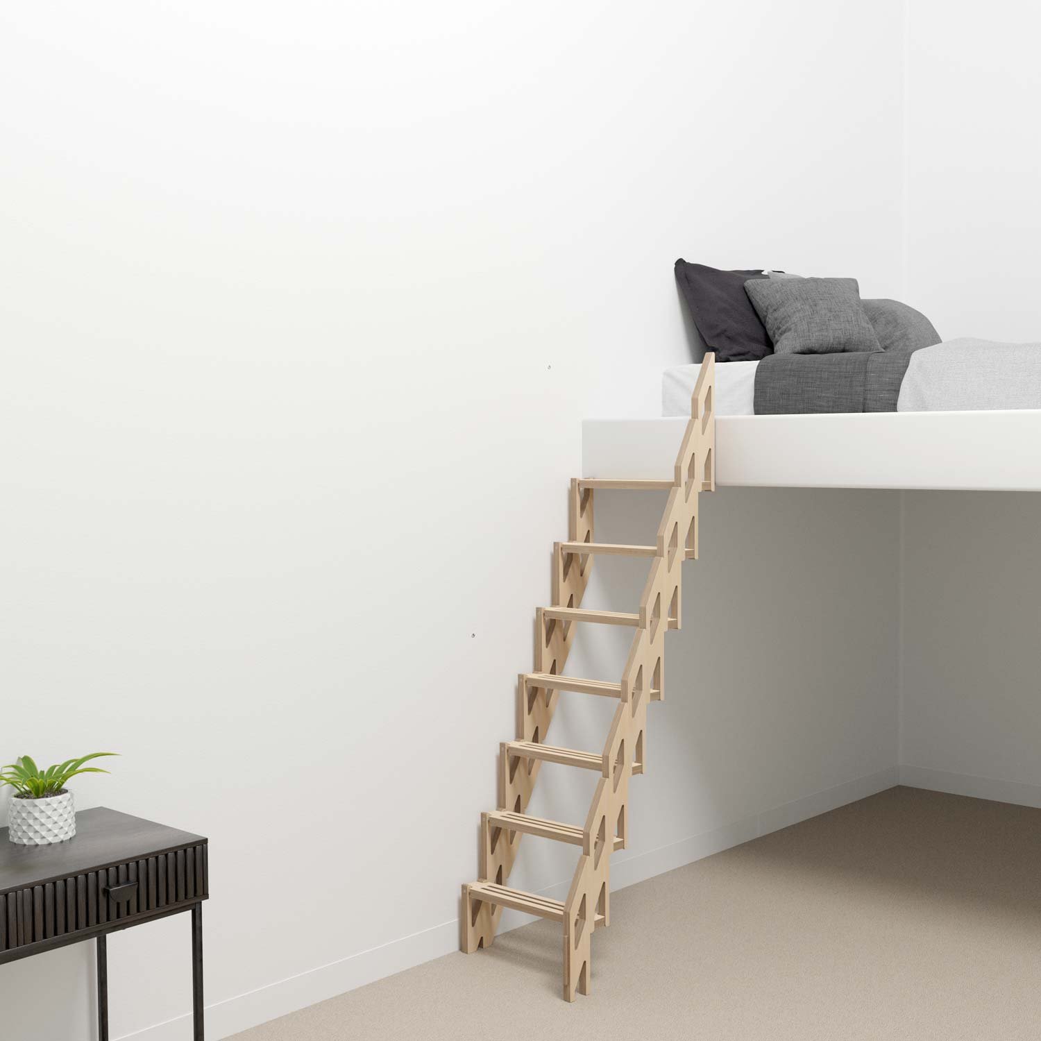 Klapster Ultralight Space Saving Stairs, Natural, 7 Steps