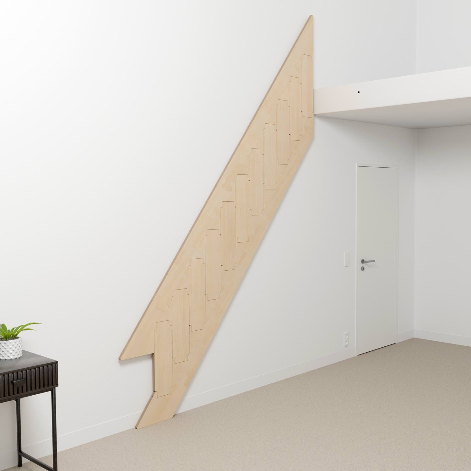 Klapster Comfort Space Saving Stairs, Natural, 11 Steps, Slope 23.61 cm, Left Hinged