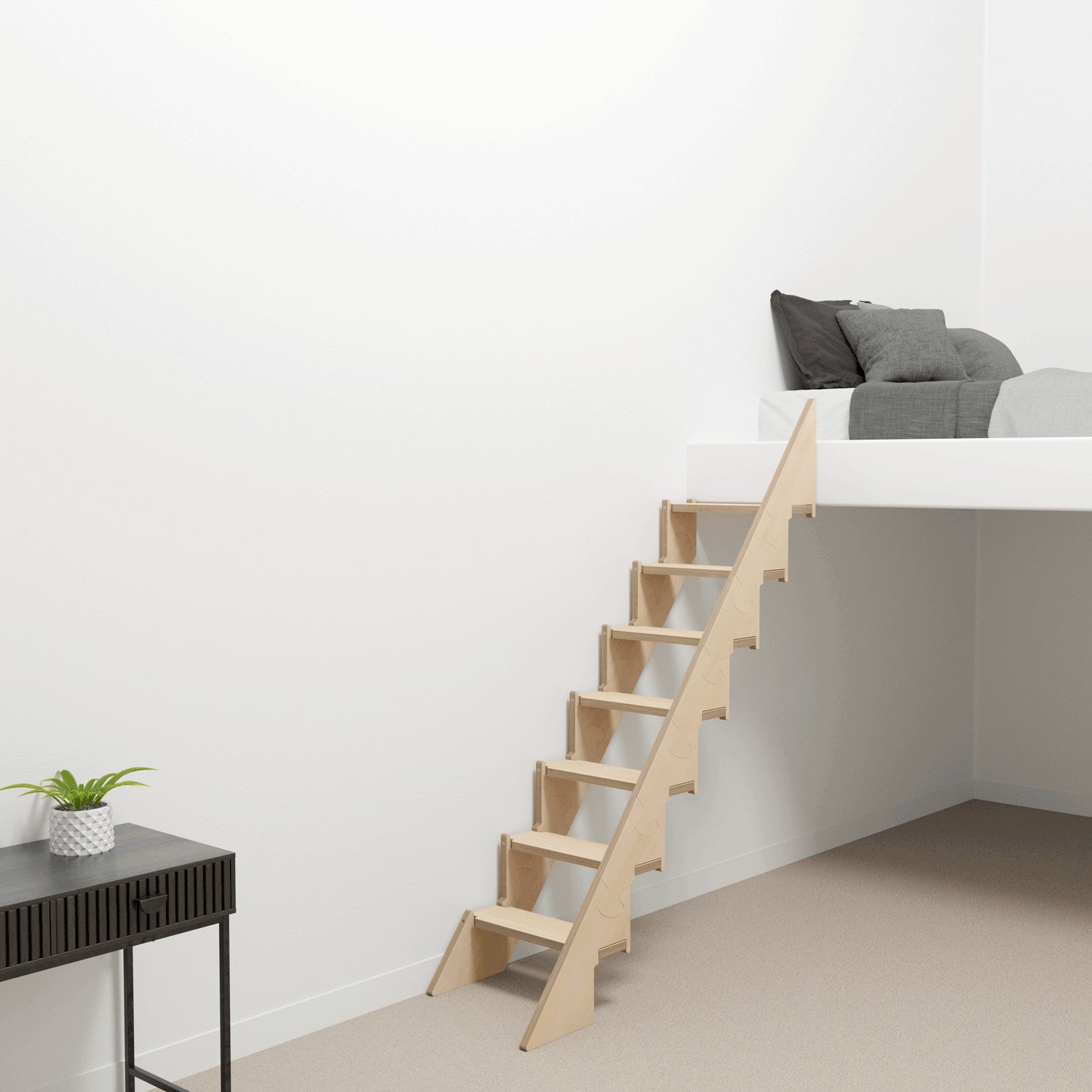 Klapster Comfort Space Saving Stairs, Natural, 7 Steps, Slope 23.61 cm, Left Hinged