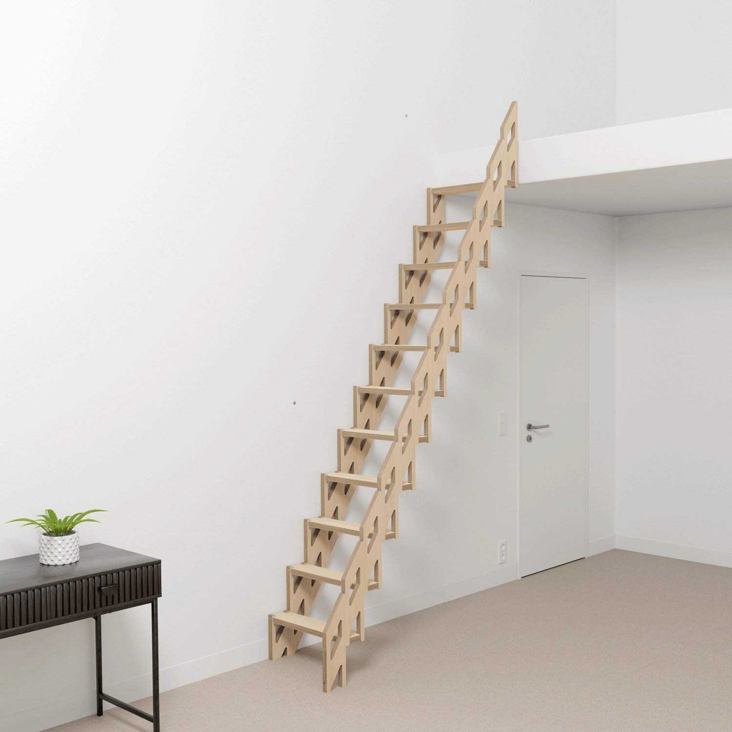 Klapster Slim Space Saving Stairs, Natural, 11 Steps